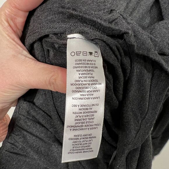 FRAME Charcoal V-Neck Twist Front Top Small Ruched Modal Long Sleeve Blouse NWOT - Picture 8 of 14